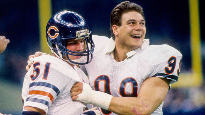 Former Razorback Dan Hampton celebrating Super Bowl win